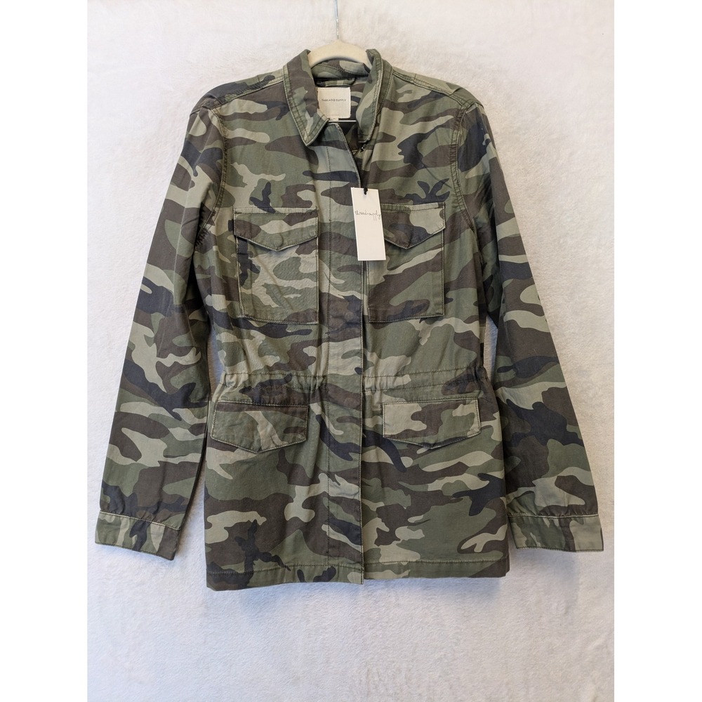 NEW Thread & Supply Utility Jacket Women's Medium Green Camo Drawstring